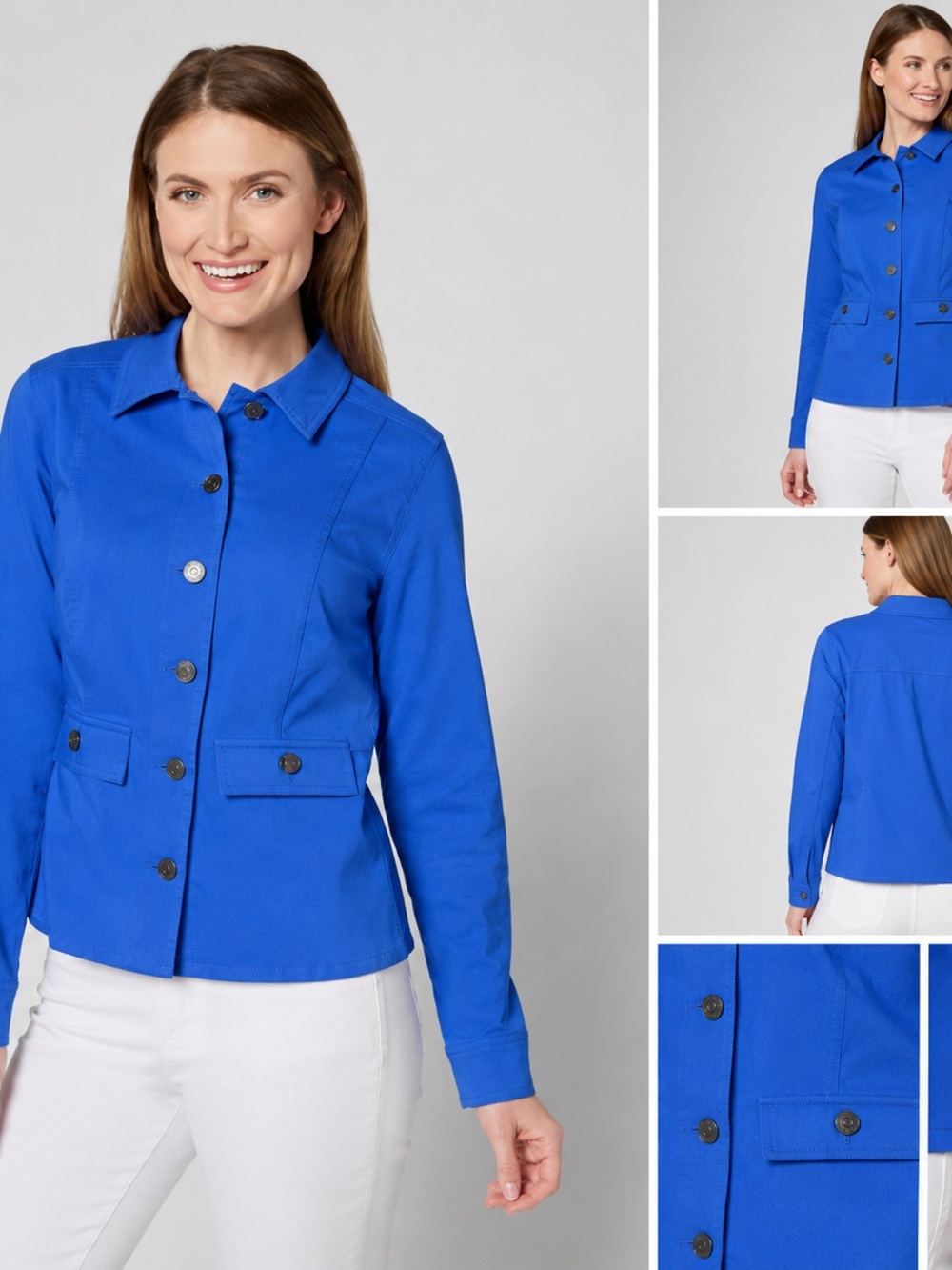 Susan Graver Cobalt Blue Button Front Jacket Size XL
